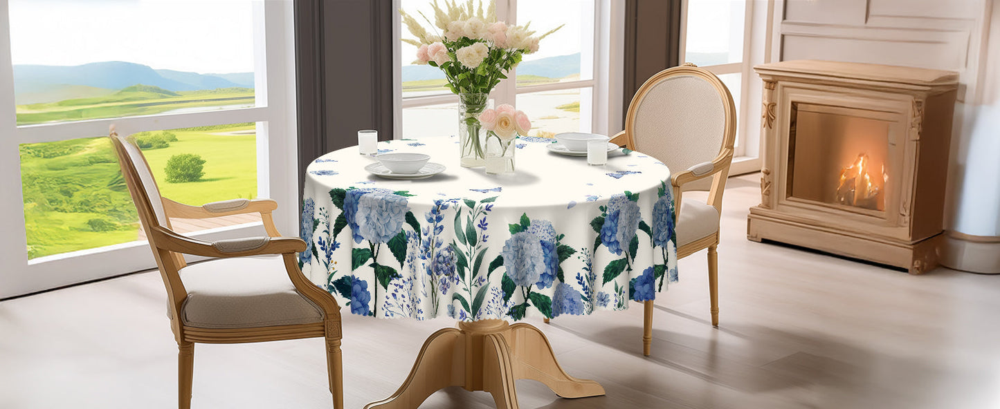 Round Tablecloth, Summer Tablecloths Polyester Waterproof Stain Wrinkle Free, Indoor and Outdoor Table Cover for Kitchen Party Dining Table