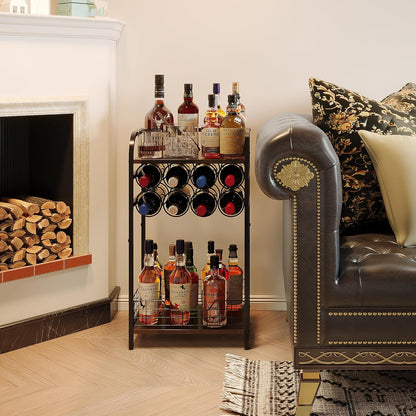 3-Tier Wine Rack Freestanding Floor Cabinet Corner Bar Cabinet Bar Cart,12 Individual Wine Storage Bottle Compartments Corner Bar Cabinet Holder (3-Tier Wine Rack 07)