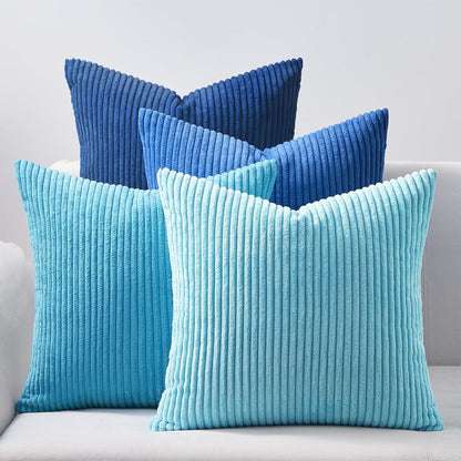 Throw Pillow Covers Cushion Cases, Set of 4 Soft Velvet Modern Double-Sided Designs, Mix and Match for Boho Farmhouse Fall Home Decor (18x18 inch, Orange/Teal)