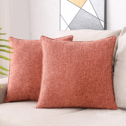 HPUK Decorative Throw Pillow Covers Set of 4 Square Couch Pillows Linen Cushion Cover for Couch Sofa Living Room, 18"x18" inches, Blue