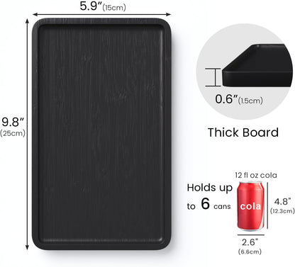 Bamboo Serving Tray,9.8x5.9 Inch Decorative Trays Platter for Coffee Table,Living Room,Bar,Party,Mini Charcuterie Boards Cheese Board,Home Decor（Black）