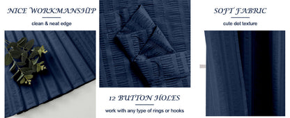 Moga Navy Blue Fabric Shower Curtains for Bathroom - Blue Hotel Spa Polyester Cloth Bath Curtain with 12 Holes, 72x72, Machine Washable, Navy Blue