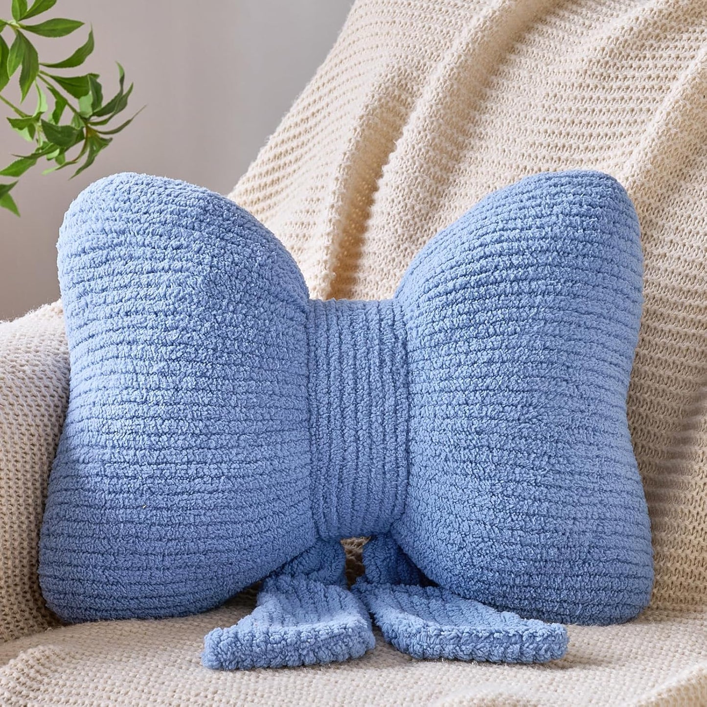Bow Pillow, Decorative Throw Pillows with Soft Plush, Bow Throw Pillow for Couch Bed, Home Decor Bow Shaped Pillow for Bedroom Living Room (Hot Pink, 16 Inches)