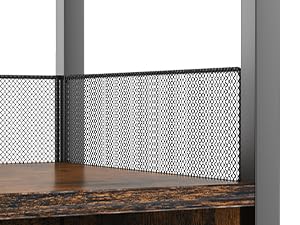 Wine Bar Rack Cabinet with LED Light, Adjustable Shelves Coffee Bar Cabinet with Mesh Door and Baffle Design, 36″ Tall Small Liquor Bar Cabinet for Home, Kitchen, Dinning Room, Rustic Brown