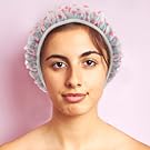 6 Pieces Waterproof EVA Plastic Shower Cap,Elastic Reusable Bathing Cap,Beauty Salon Spa Lace Elastic Band Flower Printed Hat Environmental Protection Hair Bath Caps