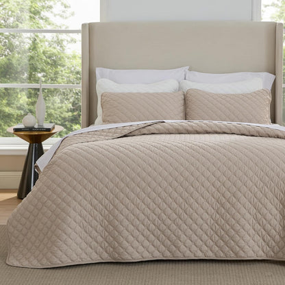 Quilts Queen Size - Grey Bedspreads Queen Size with Basket Weave Pattern, Soft Quilt Bedding Set, Lightweight Comforter Set Coverlet for All Seasons with 2 Pillow Shams (90" x 96") | Skin-Friendly Soft, All-Season Comfort, Breathable