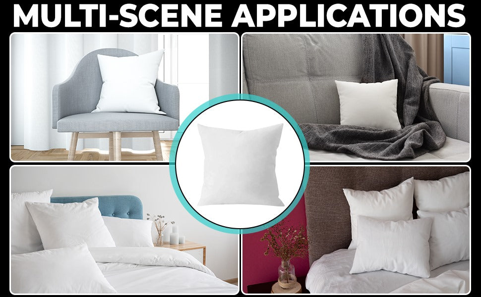 QUBA LINEN 18 x 18 Throw Pillow Insert - Pack of 2 White, Down Alternative Pillow Inserts for Decorative Pillow Covers, Throw Pillows for Bed, Couch Pillows for Living Room (Pack of 2)