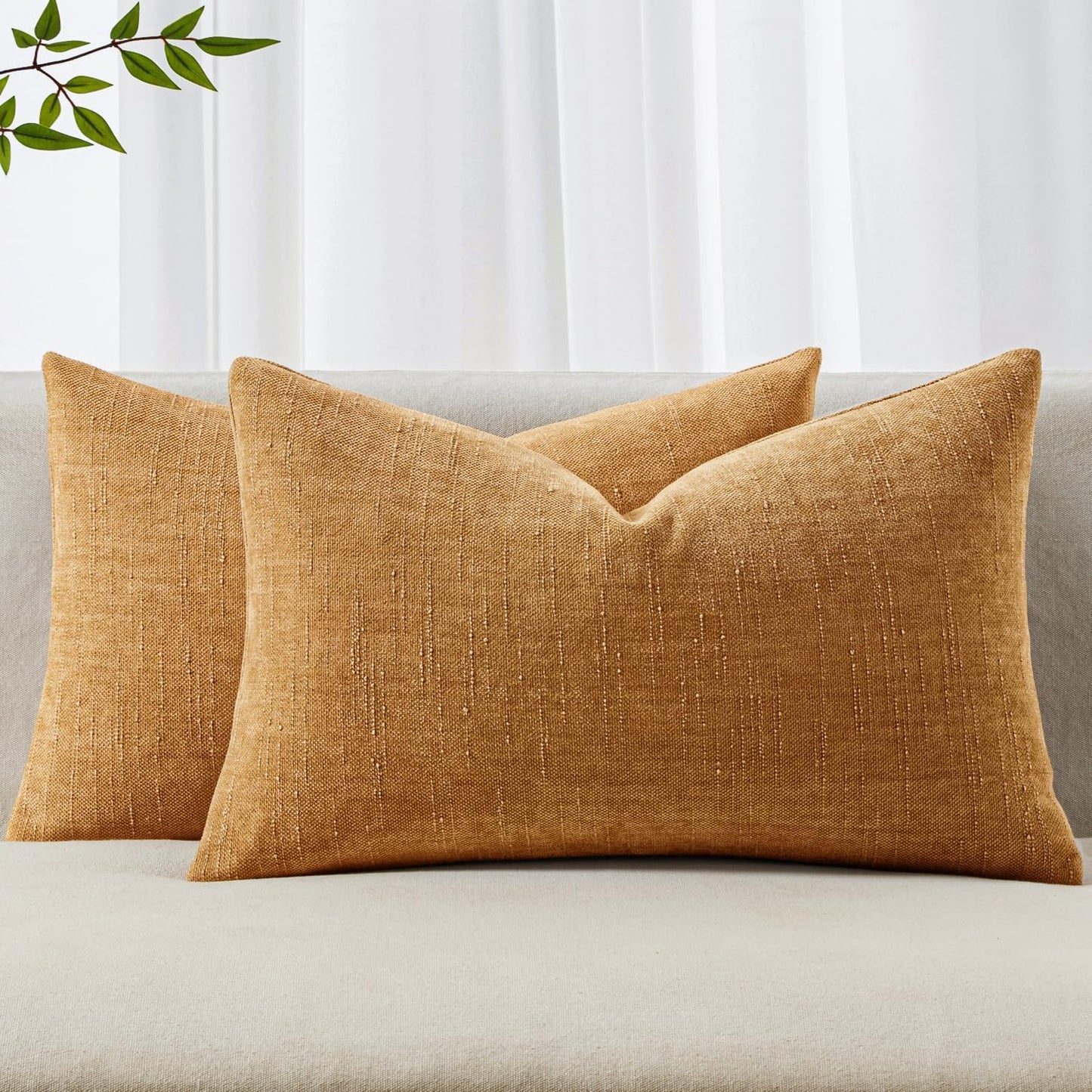 MIULEE Pack of 2 Decorative Throw Pillow Covers Soft Chenille Throw Pillows Solid Neutral Farmhouse Textured Cushion Covers for Couch Sofa Bedroom Living Room 20x20 Inch, Taupe Grey