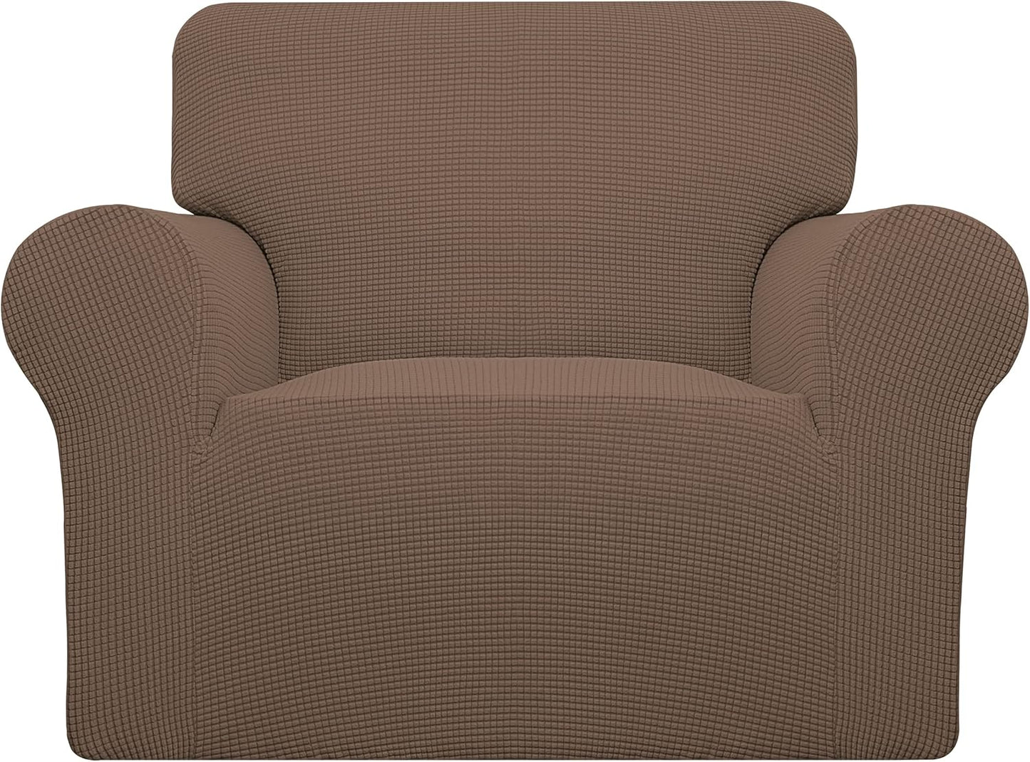 Stretch Sofa Slipcover 1-Piece Sofa Cover Furniture Protector Couch Soft with Elastic Bottom for Kids, Polyester Spandex Jacquard Fabric Small Checks (Sofa, Dark Gray)
