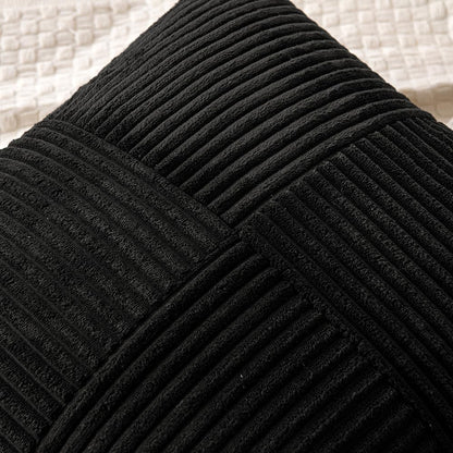 MIULEE Black Decorative Throw Pillow Covers 18x18 Inch for Couch Bed Sofa Pack of 2 Boho Farmhouse Throw Pillows Soft Cross Corduroy Patchwork Textured Cushion Cases