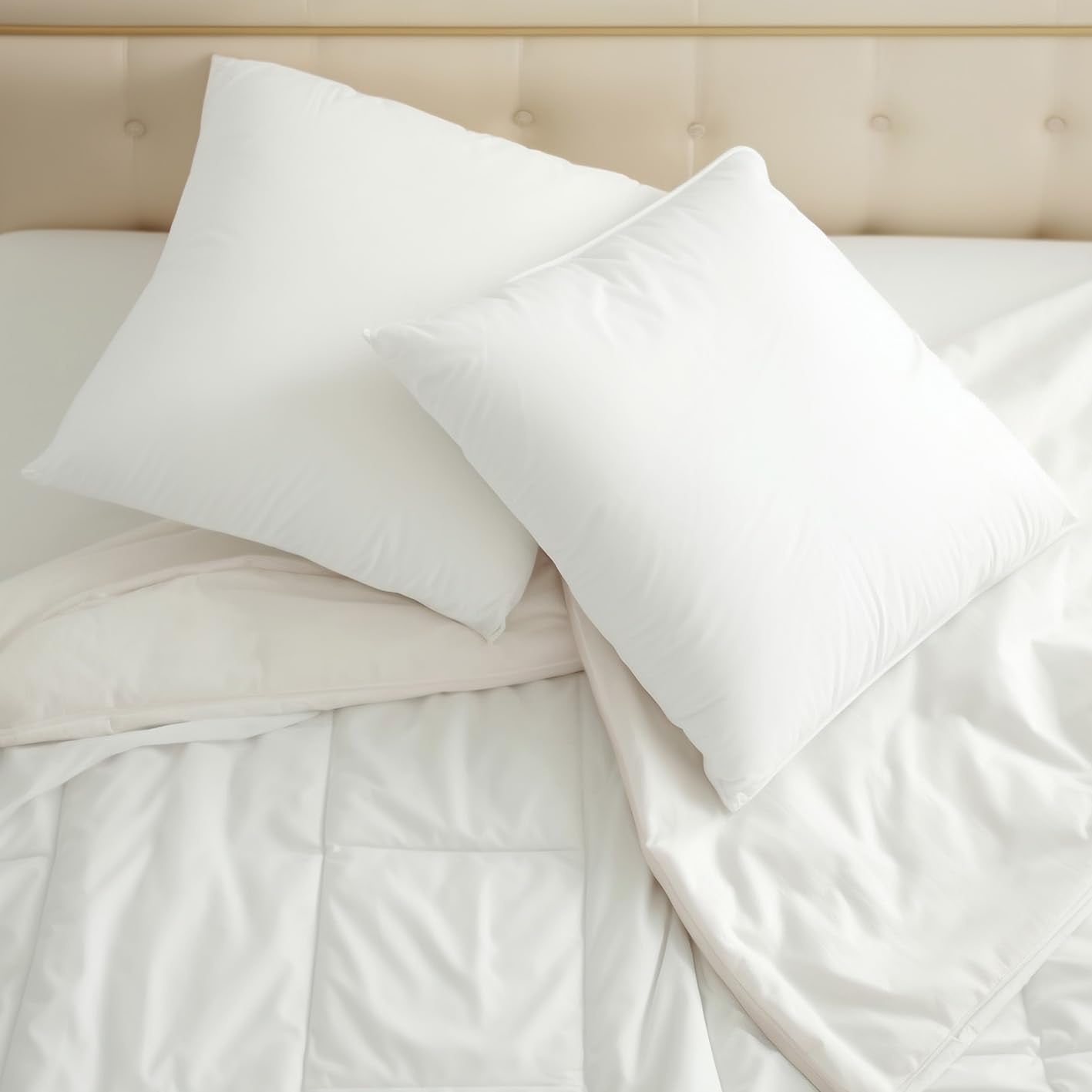 OKBA Throw Pillows Insert Set of 2, with 100% Cotton Cover,Bed and Couch - Indoor Hotel Decorative Pillows, 20x20 in White Pillows Inserts