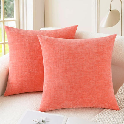 CaliTime Throw Pillow Covers Decorative 18 X 18 Inches Pack of 2 Cozy Chenille Cushion Cases for Couch Sofa Bed Living Room Home Navy Blue