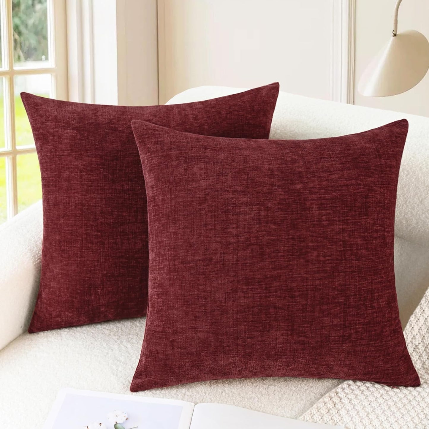 CaliTime Throw Pillow Covers Decorative 18 X 18 Inches Pack of 2 Cozy Chenille Cushion Cases for Couch Sofa Bed Living Room Home Navy Blue