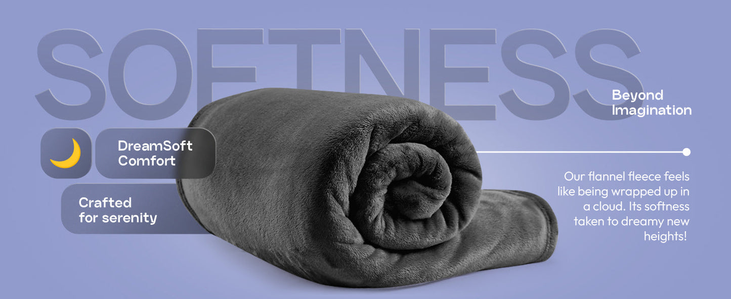 Bedding Fleece Blanket Queen Size Grey (90x90 Inches) Ultra Soft Warm Lightweight Microfiber Breathable Anti-Static Cozy Bed Blanket, All-Season Home Decor Gift for Men & Women