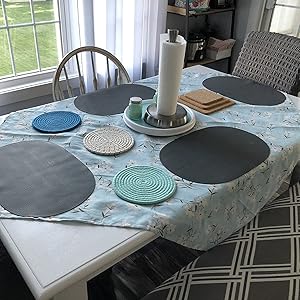 Pastoral Round Tablecloth - 60 Inch Dia. Table Cloth - Washable Table Cover with Dust-Proof Wrinkle Resistant for Restaurant, Picnic, Indoor and Outdoor Dining, Floral (Dark Blue)