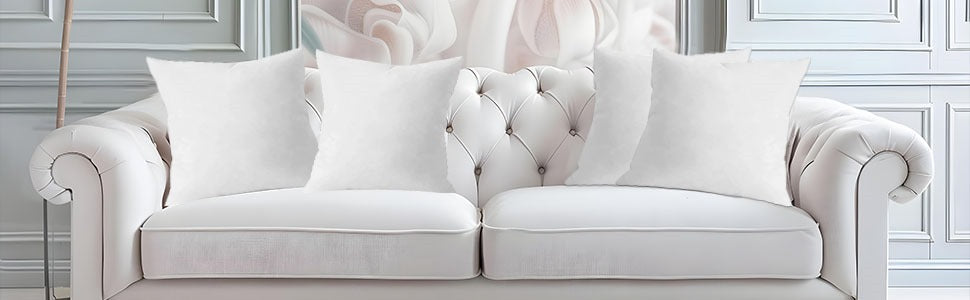 QUBA LINEN 18 x 18 Throw Pillow Insert - Pack of 2 White, Down Alternative Pillow Inserts for Decorative Pillow Covers, Throw Pillows for Bed, Couch Pillows for Living Room (Pack of 2)