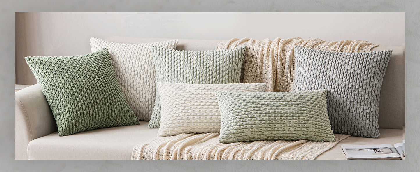 MIULEE Pack of 2 Decorative Throw Pillow Covers 18x18 Inch Soft Boho Striped Textured Corduroy Pillow Covers Spring Modern Farmhouse Home Decor for Couch Bed Sofa Living Room Sage Green