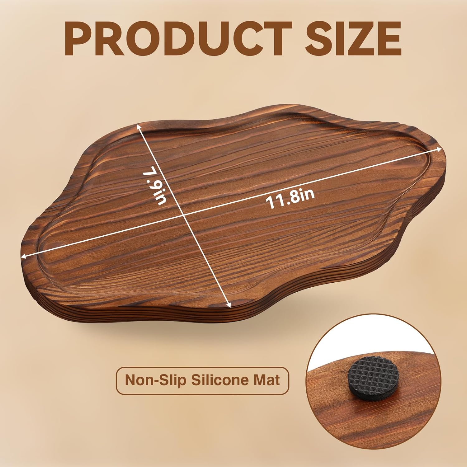 Small Decorative Tray Wood Decorative Serving Tray for Candles Perfume, Cloud Wooden Jewelry Tray Trinket Dish, Wooden Trays for Coffee Table Home Decor