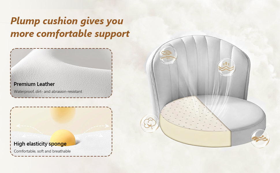 Small Round Rolling Desk Chair Armless Comfy Vanity Computer Chair Height Adjustable Swivel Work Spa Chair