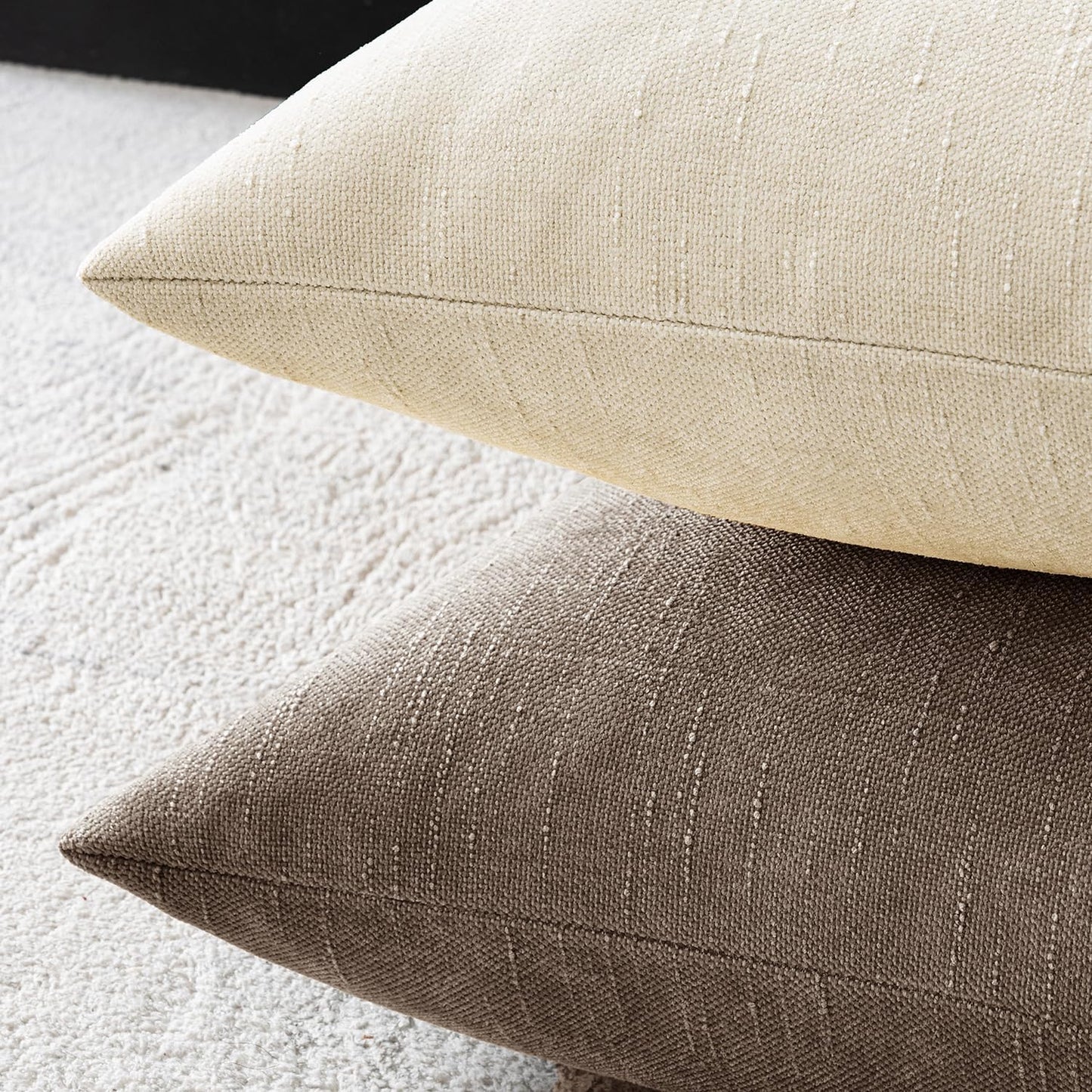 MIULEE Pack of 2 Decorative Throw Pillow Covers Soft Chenille Throw Pillows Solid Neutral Farmhouse Textured Cushion Covers for Couch Sofa Bedroom Living Room 20x20 Inch, Taupe Grey