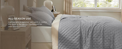 Quilts Queen Size - Bright White Bedspread Queen Size & Lightweight Comforter, Modern Coverlet with Clover Pattern, Ultra Soft All-Season Bedding, 90 x 96 Inches | Stitch-Free Quilting, Lightweight, Summer Bedding Set, Machine Washable, Pet-Friend