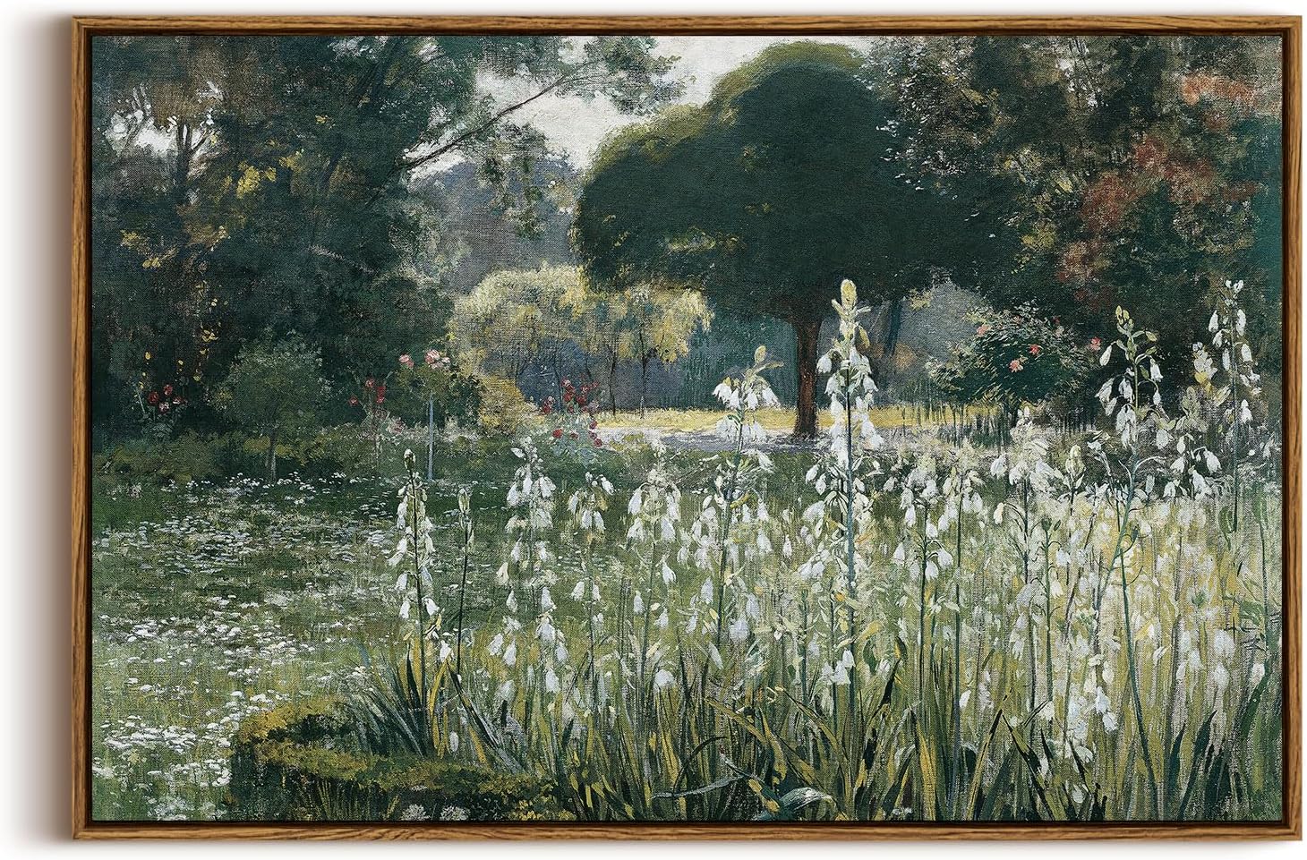 Framed Canvas Wall Art, Meadow with Flowers Painting, Landscape for Living Room, Bedroom, Home, Bathroom Decor, 8x10