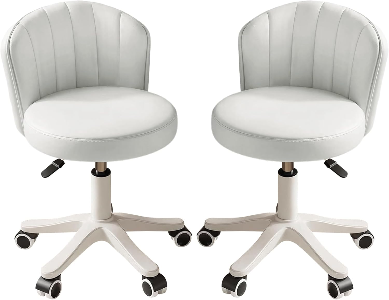 Small Round Rolling Desk Chair Armless Comfy Vanity Computer Chair Height Adjustable Swivel Work Spa Chair