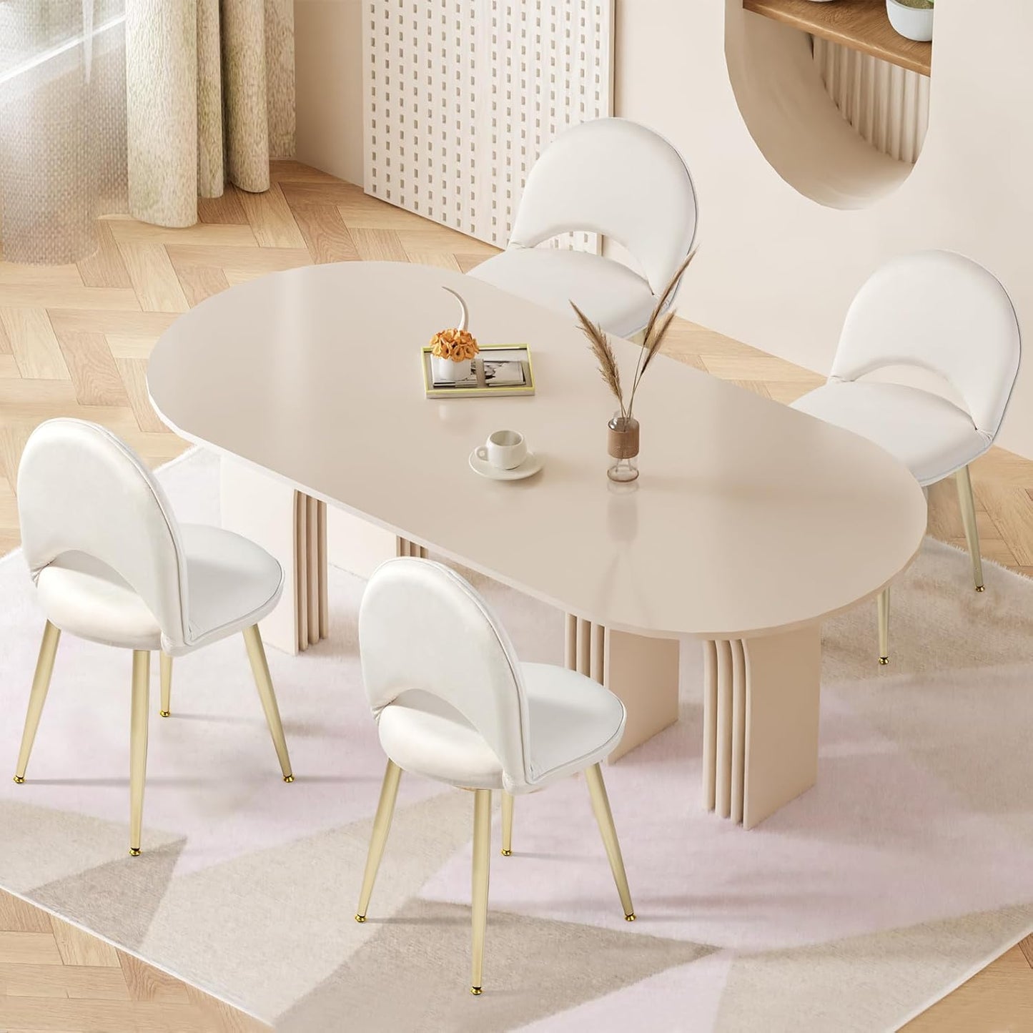 Chair with Adjustable Backrest Makeup Vanity Stool with Back Multifunction Armless Chair for Dressing Home Office Kitchen Dinning Room and Living Room (Velvet White)