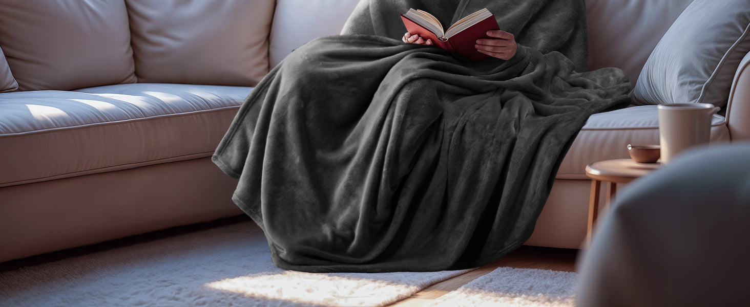Bedding Fleece Blanket Queen Size Grey (90x90 Inches) Ultra Soft Warm Lightweight Microfiber Breathable Anti-Static Cozy Bed Blanket, All-Season Home Decor Gift for Men & Women