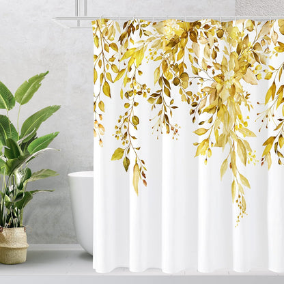 Grey Eucalyptus Shower Curtain, Watercolor Plant Leaves with Floral Bathroom Shower Curtain Set, Gray White, 72x72