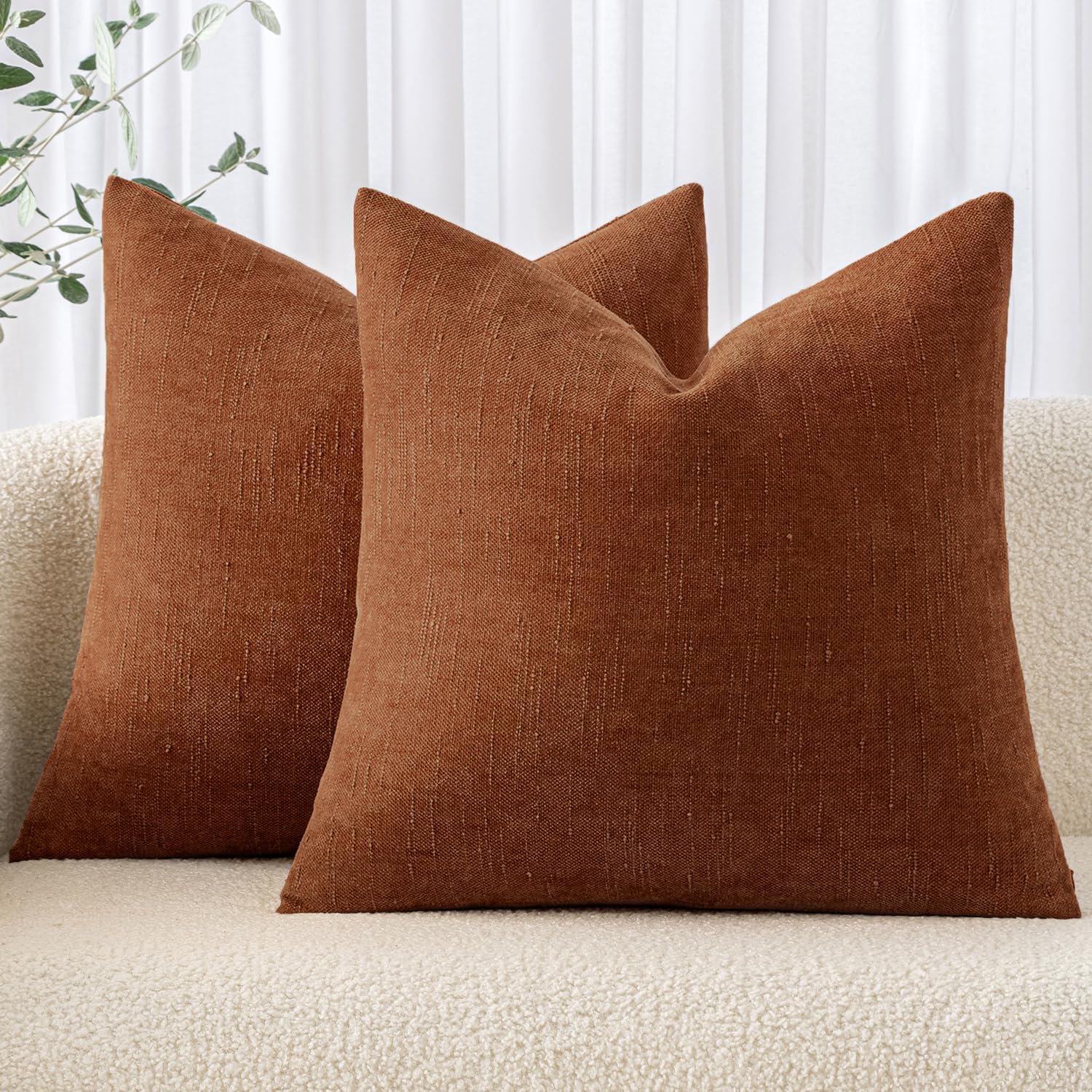 MIULEE Pack of 2 Decorative Throw Pillow Covers Soft Chenille Throw Pillows Solid Neutral Farmhouse Textured Cushion Covers for Couch Sofa Bedroom Living Room 20x20 Inch, Taupe Grey