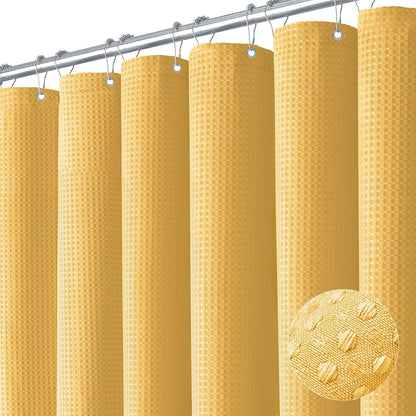 Dynamene Sage Green Shower Curtain - Waffle Textured Heavy Duty Thick Fabric Shower Curtains for Bathroom, 256GSM Luxury Weighted Polyester Cloth Bath Curtain Set with 12 Plastic Hooks，72Wx72H,Green