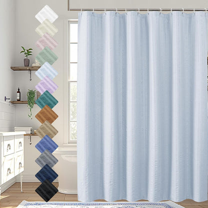 Moga Navy Blue Fabric Shower Curtains for Bathroom - Blue Hotel Spa Polyester Cloth Bath Curtain with 12 Holes, 72x72, Machine Washable, Navy Blue