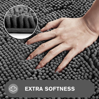 Bathroom Rugs 36 x 60 Inch – Extra Large Bath Mat | Absorbent and Washable Thick Chenille Bath Rugs Non-Slip Runner Rug for Bathroom, Shower, Tub(Gray)