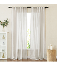 Natural Linen Curtains 84 inch Long 2 Panels Set, Grommet Top Thick Linen Burlap Semi Sheer Vertical Drapes Privacy Assured with Light Filtering for Bedroom/Living Room, W55 x L84