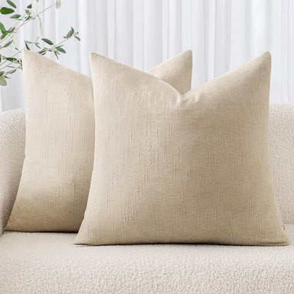MIULEE Pack of 2 Decorative Throw Pillow Covers Soft Chenille Throw Pillows Solid Neutral Farmhouse Textured Cushion Covers for Couch Sofa Bedroom Living Room 20x20 Inch, Taupe Grey
