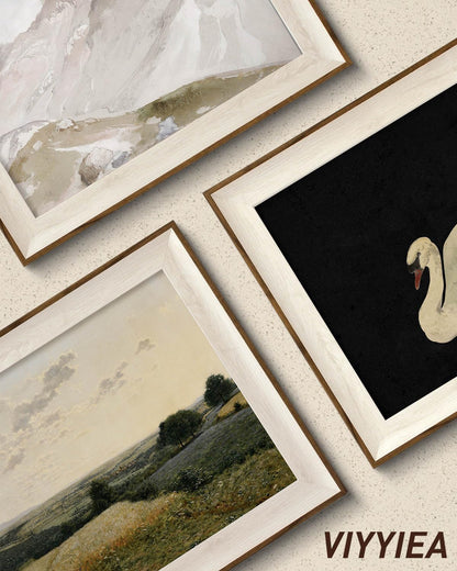 Framed Wall Art for Living Room, Swan Art Canvas Prints, Vintage Home Decor, Animals Painting Picture, Bathroom Wall Decor Gifts for Friends or Family - 12L x 10W