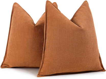 Rust Chenille Throw Pillow Covers