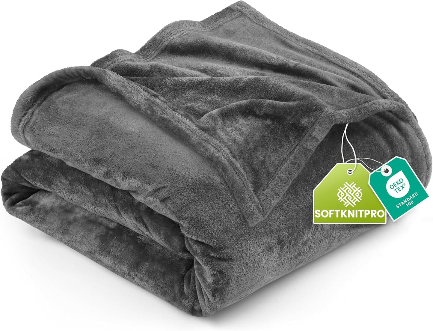 Bedding Fleece Blanket Queen Size Grey (90x90 Inches) Ultra Soft Warm Lightweight Microfiber Breathable Anti-Static Cozy Bed Blanket, All-Season Home Decor Gift for Men & Women