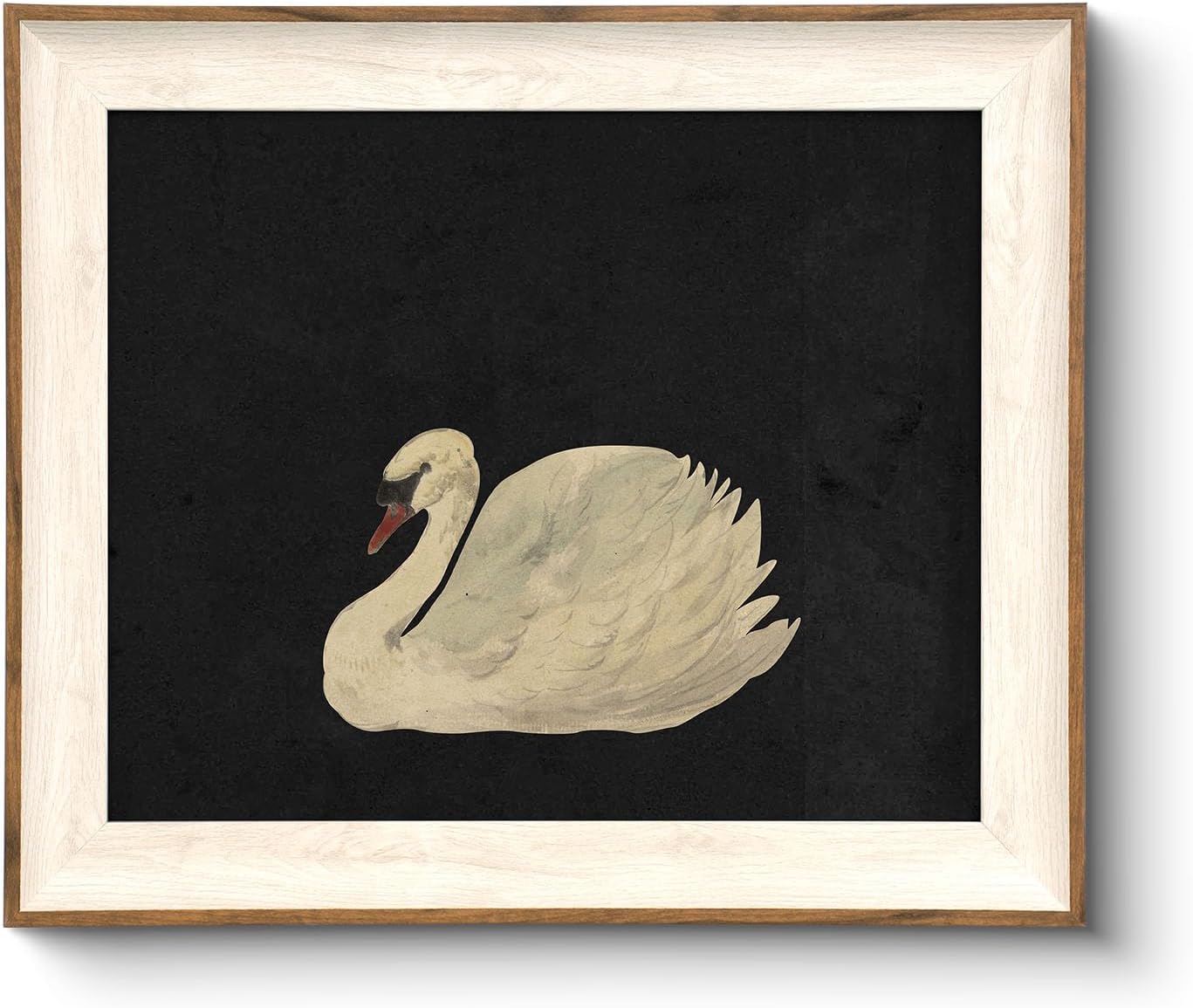 Framed Wall Art for Living Room, Swan Art Canvas Prints, Vintage Home Decor, Animals Painting Picture, Bathroom Wall Decor Gifts for Friends or Family - 12L x 10W