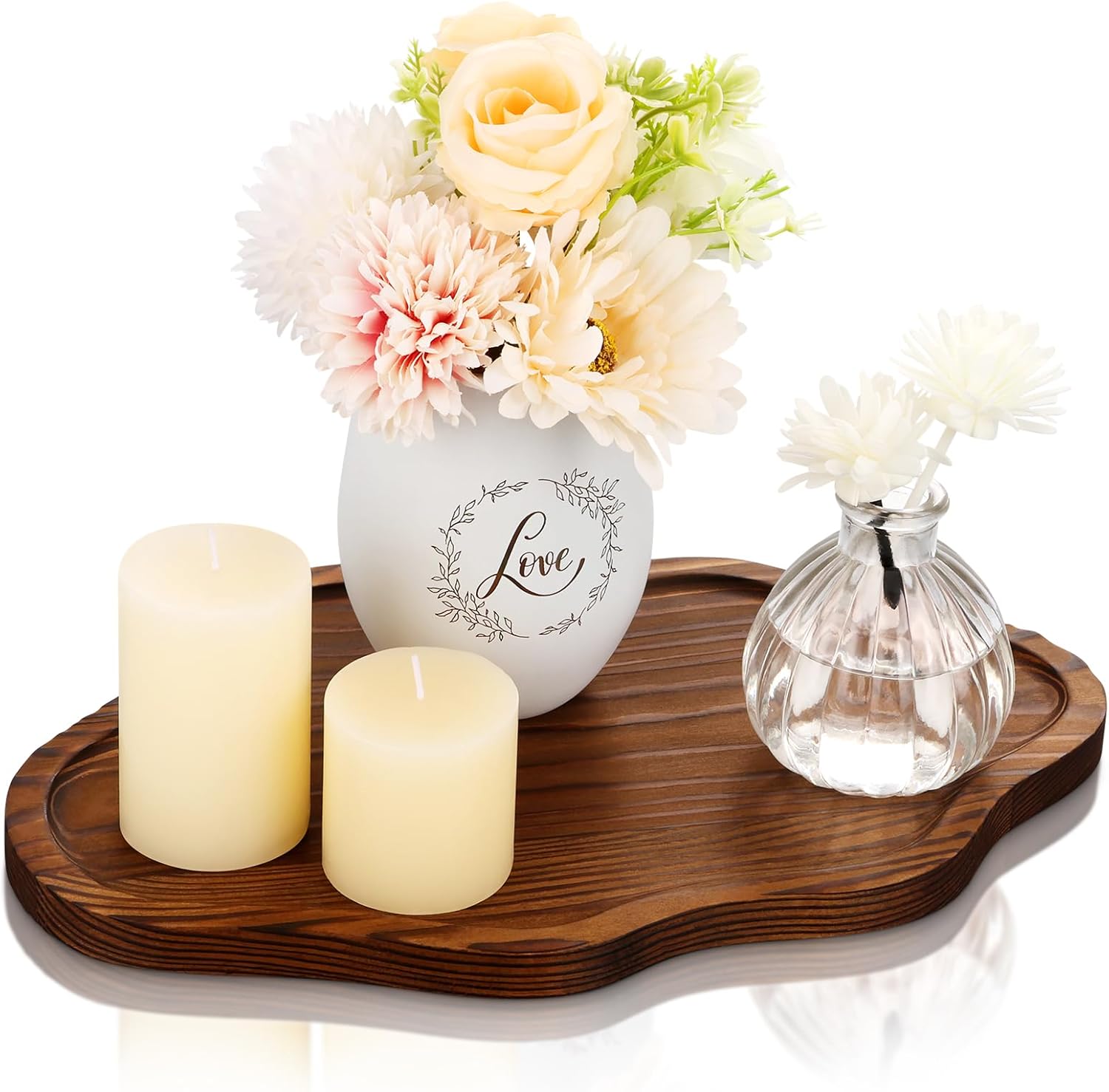 Small Decorative Tray Wood Decorative Serving Tray for Candles Perfume, Cloud Wooden Jewelry Tray Trinket Dish, Wooden Trays for Coffee Table Home Decor