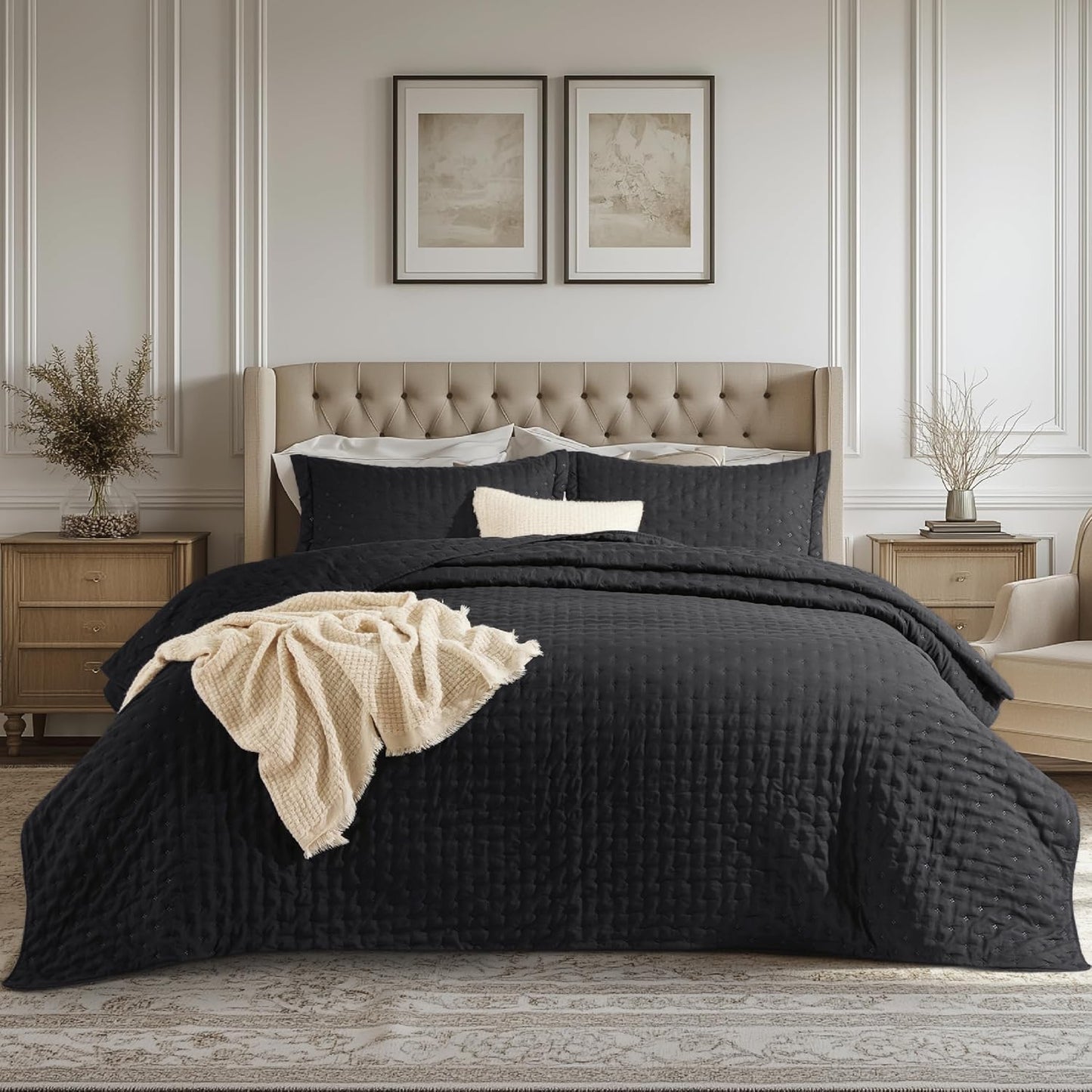 Quilts Queen Size - Bright White Bedspread Queen Size & Lightweight Comforter, Modern Coverlet with Clover Pattern, Ultra Soft All-Season Bedding, 90 x 96 Inches | Stitch-Free Quilting, Lightweight, Summer Bedding Set, Machine Washable, Pet-Friend