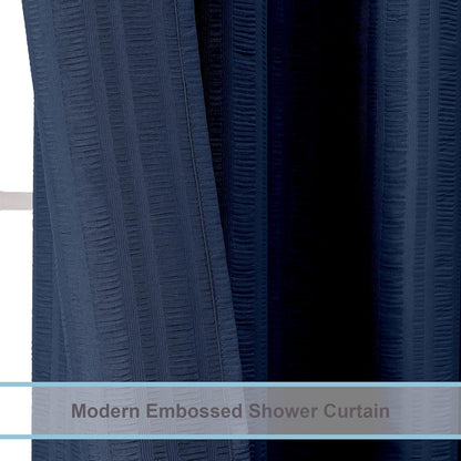 Moga Navy Blue Fabric Shower Curtains for Bathroom - Blue Hotel Spa Polyester Cloth Bath Curtain with 12 Holes, 72x72, Machine Washable, Navy Blue
