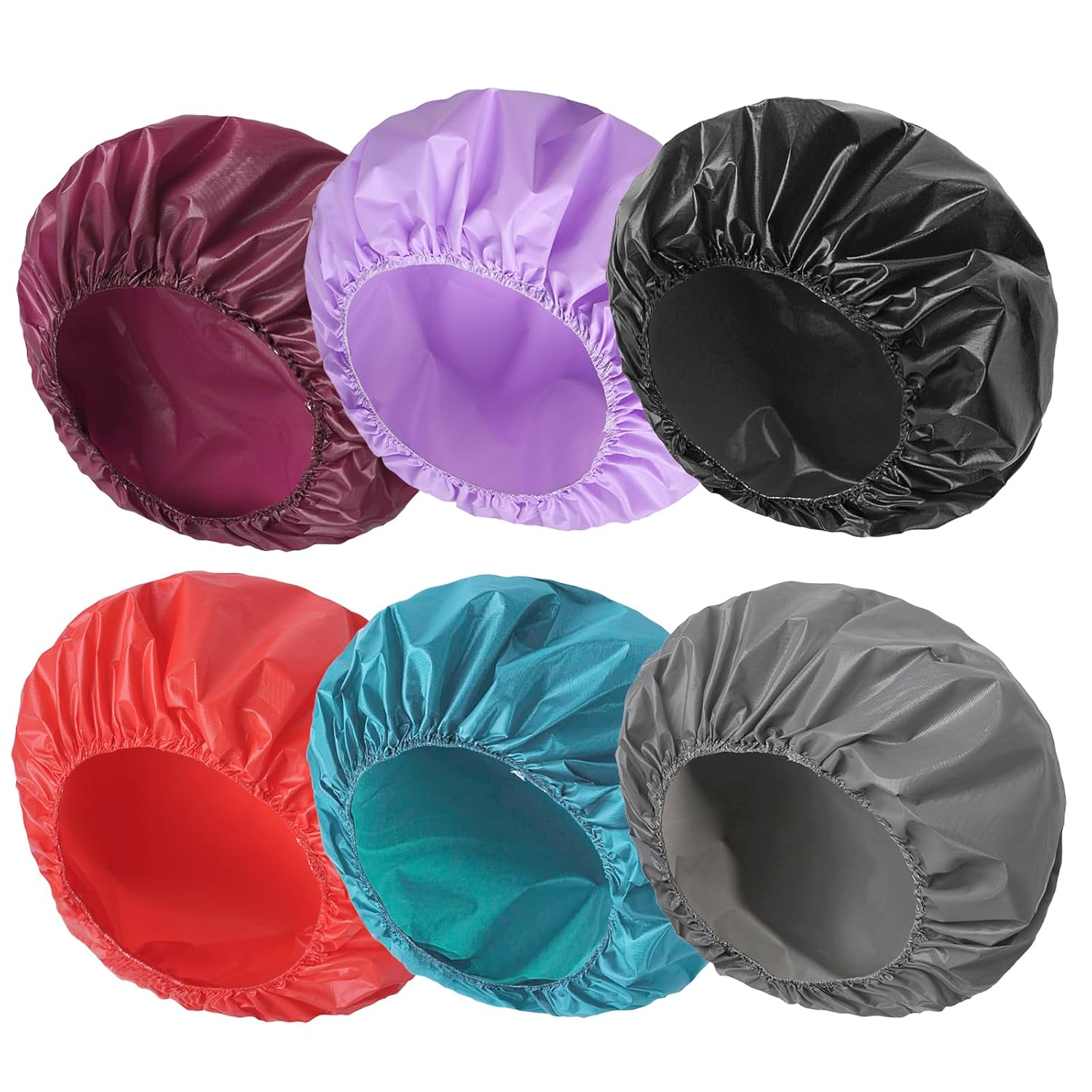 6 PCS Shower Caps for Women, Double Side Waterproof Shower Cap, Reusable Elastic Bath Caps for Shower, EVA Bathing Shower Caps, Bath Hair Caps - Candy Color