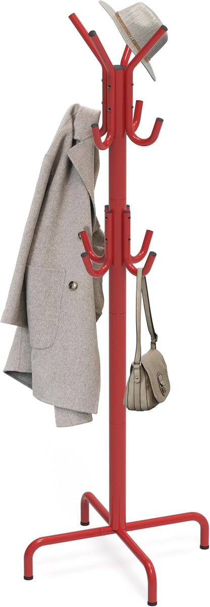 Simple Houseware Standing Coat and Hat Hanger Organizer Rack, 12 Hooks, Bronze