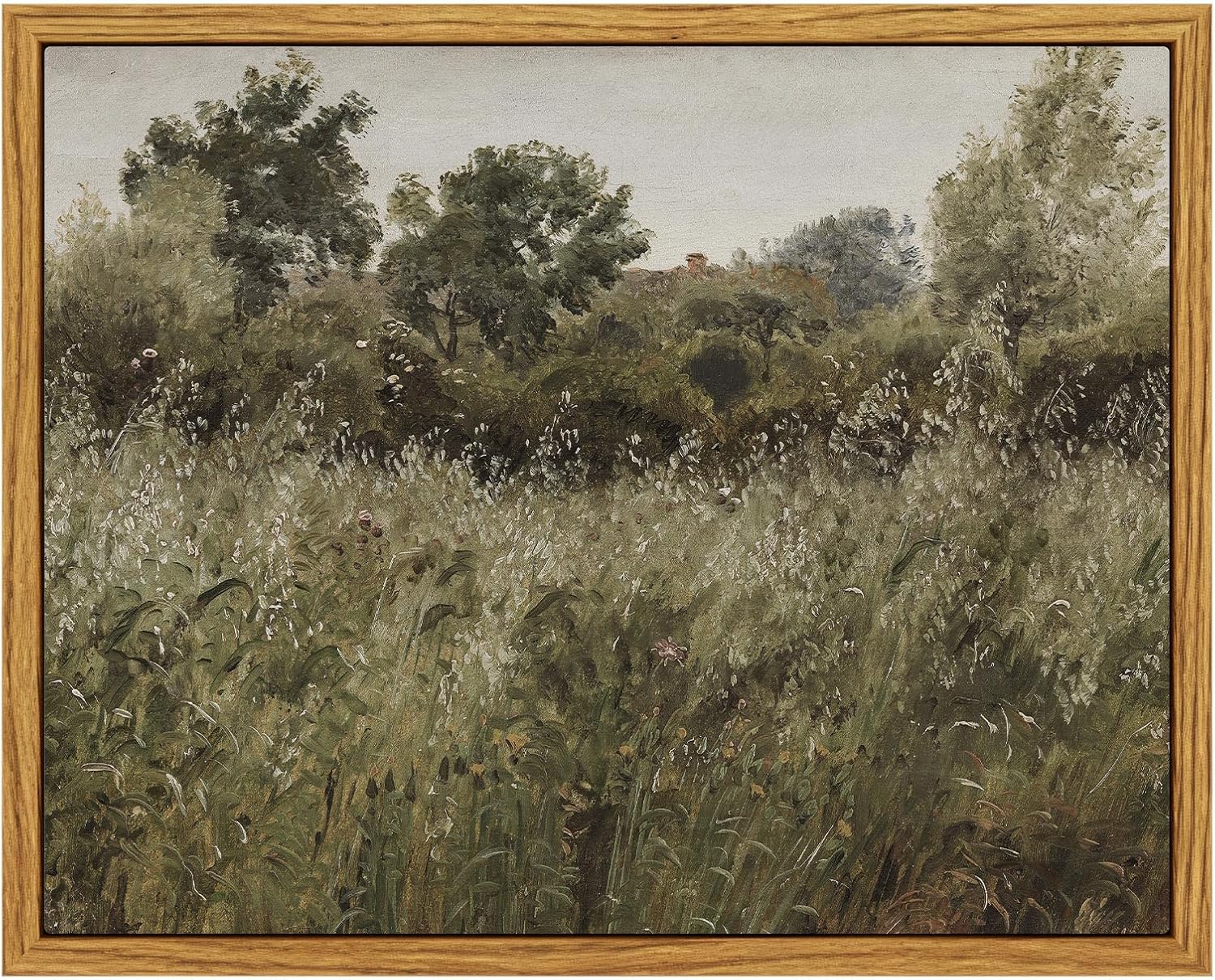 Framed Canvas Wall Art, Meadow with Flowers Painting, Landscape for Living Room, Bedroom, Home, Bathroom Decor, 8x10