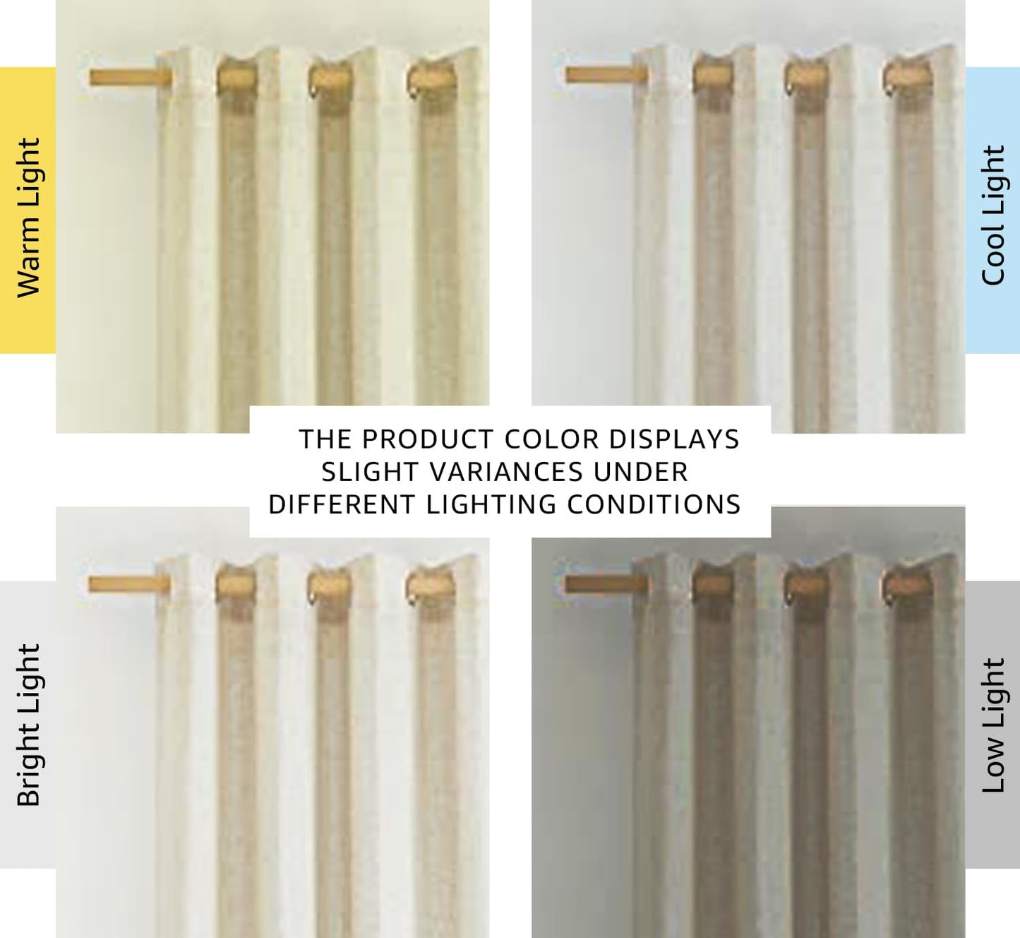 Natural Linen Curtains 84 inch Long 2 Panels Set, Grommet Top Thick Linen Burlap Semi Sheer Vertical Drapes Privacy Assured with Light Filtering for Bedroom/Living Room, W55 x L84
