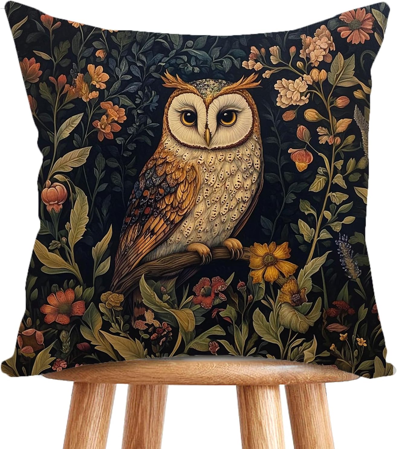 William Morris Abstract Vintage Print Floral Velvet Design Throw Pillow Covers Home Decor, Retro Art Decor Pillowcase Cushion Cover for Bed Sofa Living Room, Square 18x18inch (Black-Floral2)