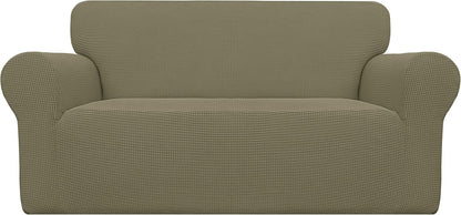 Stretch Sofa Slipcover 1-Piece Sofa Cover Furniture Protector Couch Soft with Elastic Bottom for Kids, Polyester Spandex Jacquard Fabric Small Checks (Sofa, Dark Gray)