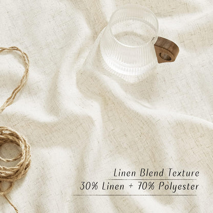 Natural Linen Curtains 84 inch Long 2 Panels Set, Grommet Top Thick Linen Burlap Semi Sheer Vertical Drapes Privacy Assured with Light Filtering for Bedroom/Living Room, W55 x L84